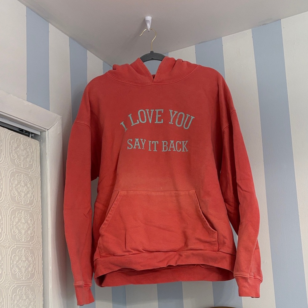 Lonely Ghost Hoodie “I LOVE YOU SAY IT BACK” 💗 Pink and Blue Boxy Oversized Fit